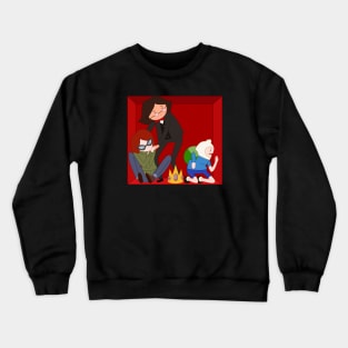 Finn, Simon and Betty inside Golb Crewneck Sweatshirt